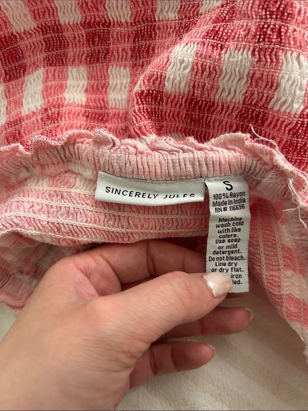 Sincerly Jules Pink and Cream Gingham Smocked Sundress - Picture 2 of 2